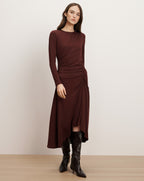 Veronica Beard Theodora Ruched Midi Dress - Raisin