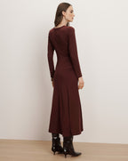 Veronica Beard Theodora Ruched Midi Dress - Raisin