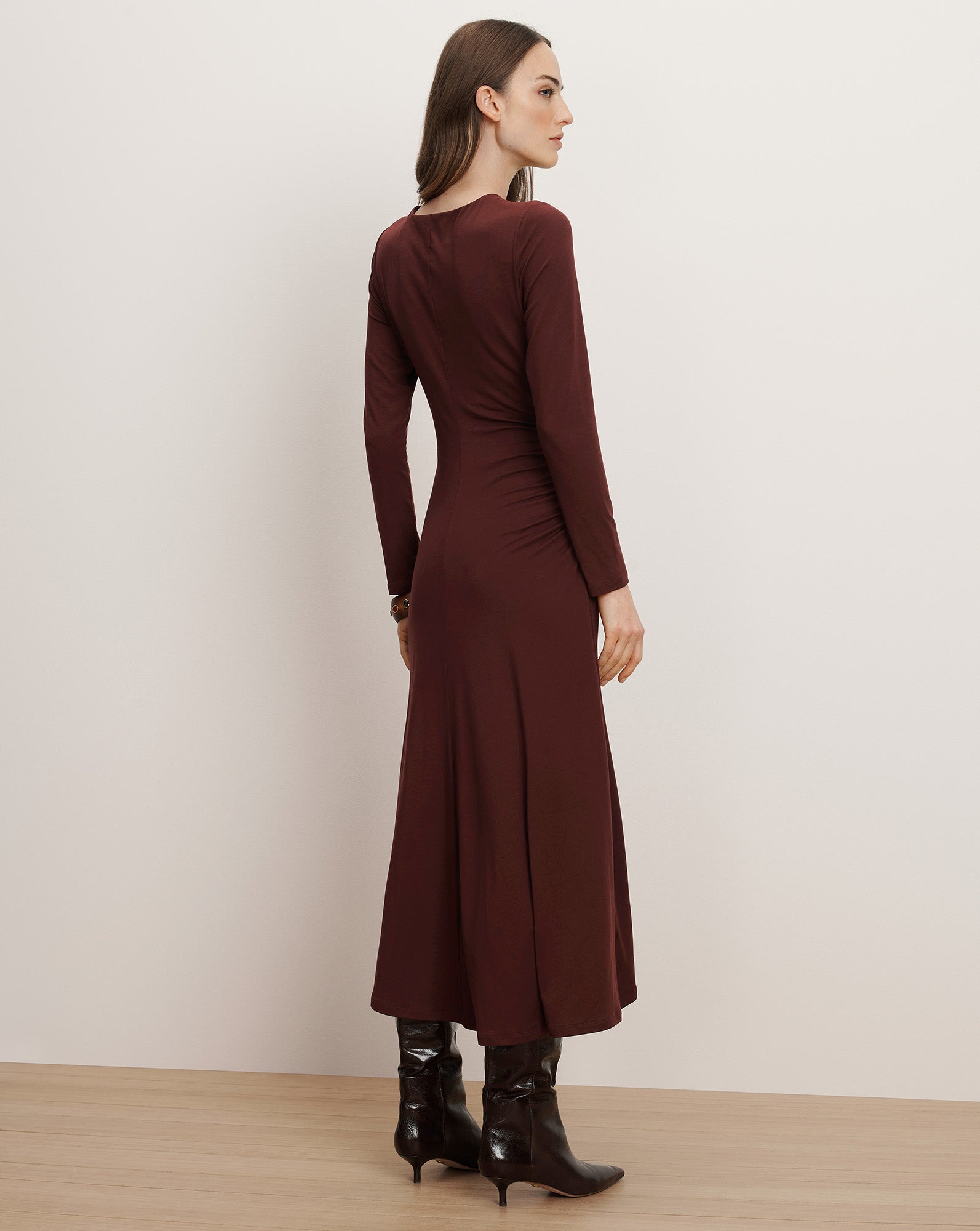 Veronica Beard Theodora Ruched Midi Dress - Raisin