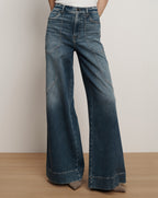Veronica Beard Freddy Wide-Leg Cargo Jean - Ripple Haze