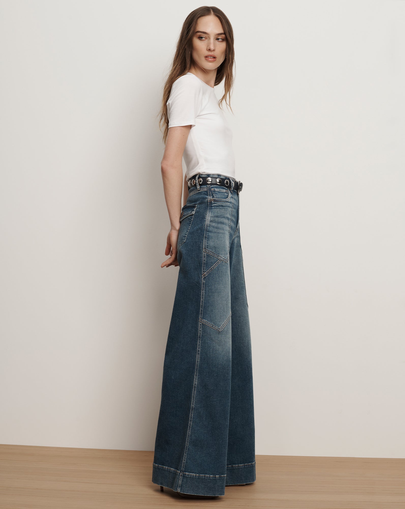 Veronica Beard Freddy Wide-Leg Cargo Jean - Ripple Haze