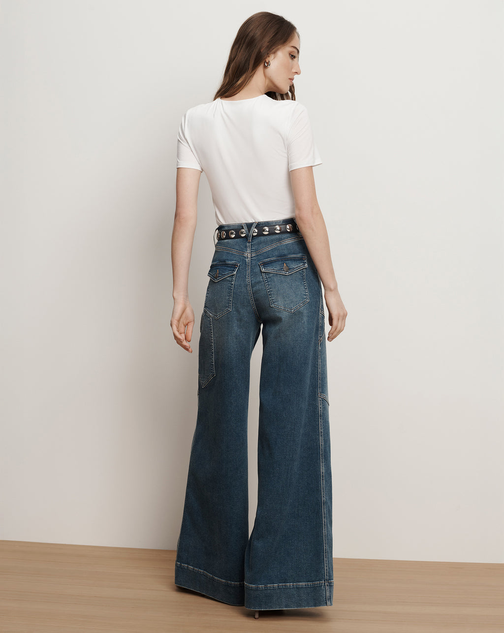 Freddy Wide-Leg Cargo Jean in Medium Wash Denim Ripple Haze | Veronica ...