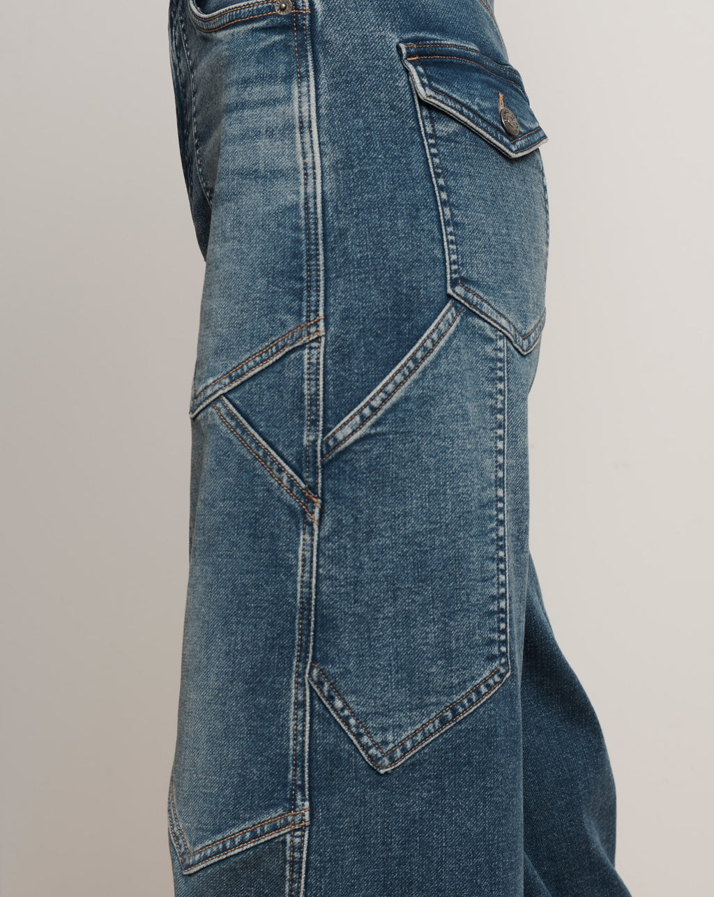 Veronica Beard Freddy Wide-Leg Cargo Jean - Ripple Haze