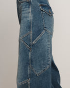 Veronica Beard Freddy Wide-Leg Cargo Jean - Ripple Haze