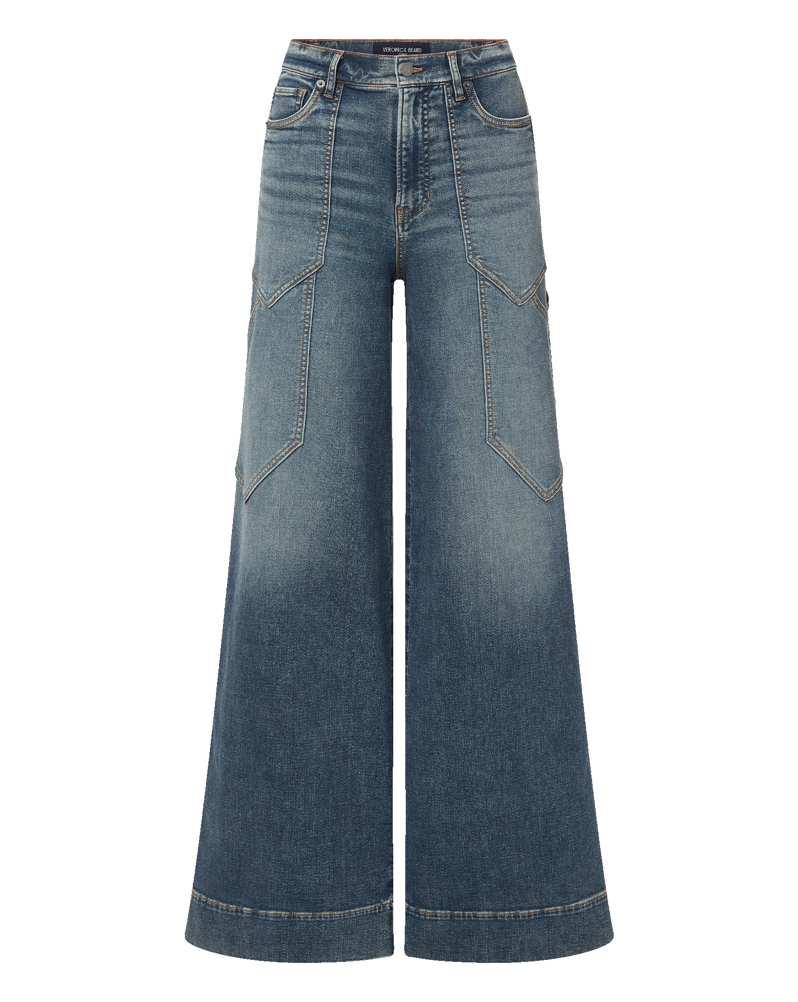 Veronica Beard Freddy Wide-Leg Cargo Jean - Ripple Haze