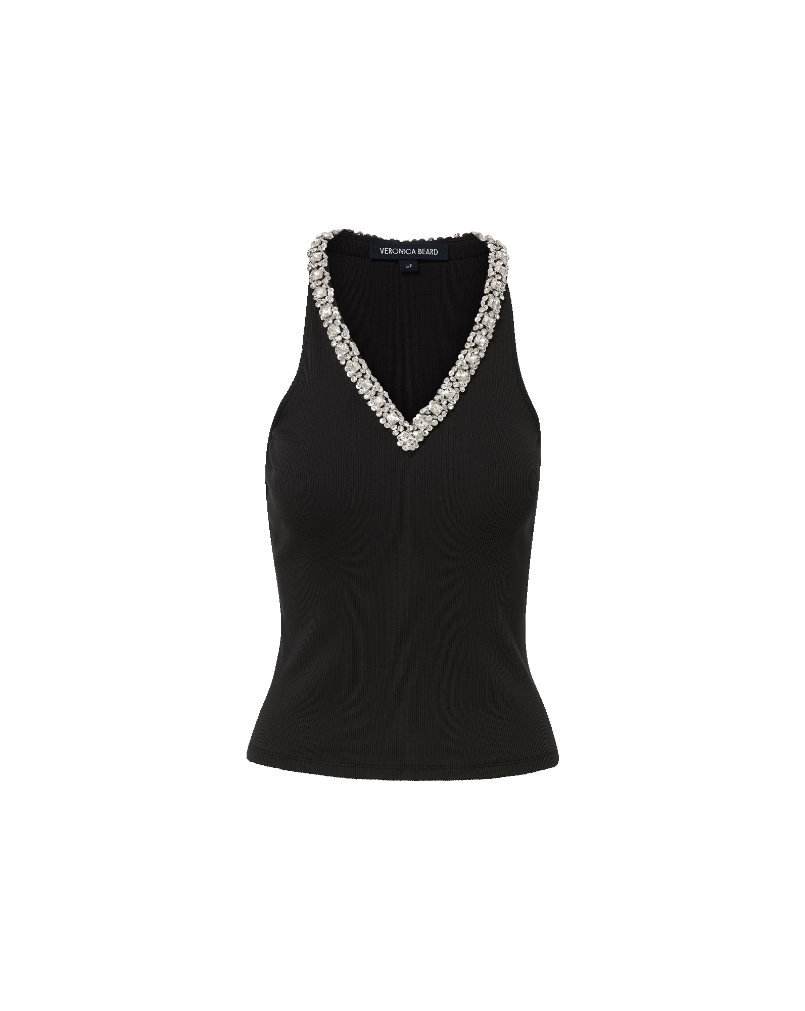 Veronica Beard Ayres Embellished Tank Top Black