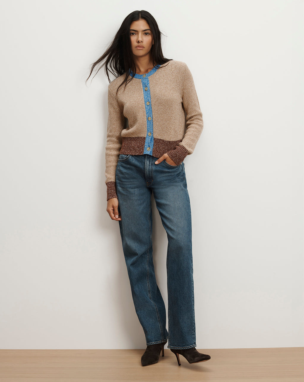 Veronica Beard Ibra Merino Wool-Blend Cardigan - Oatmeal Multi