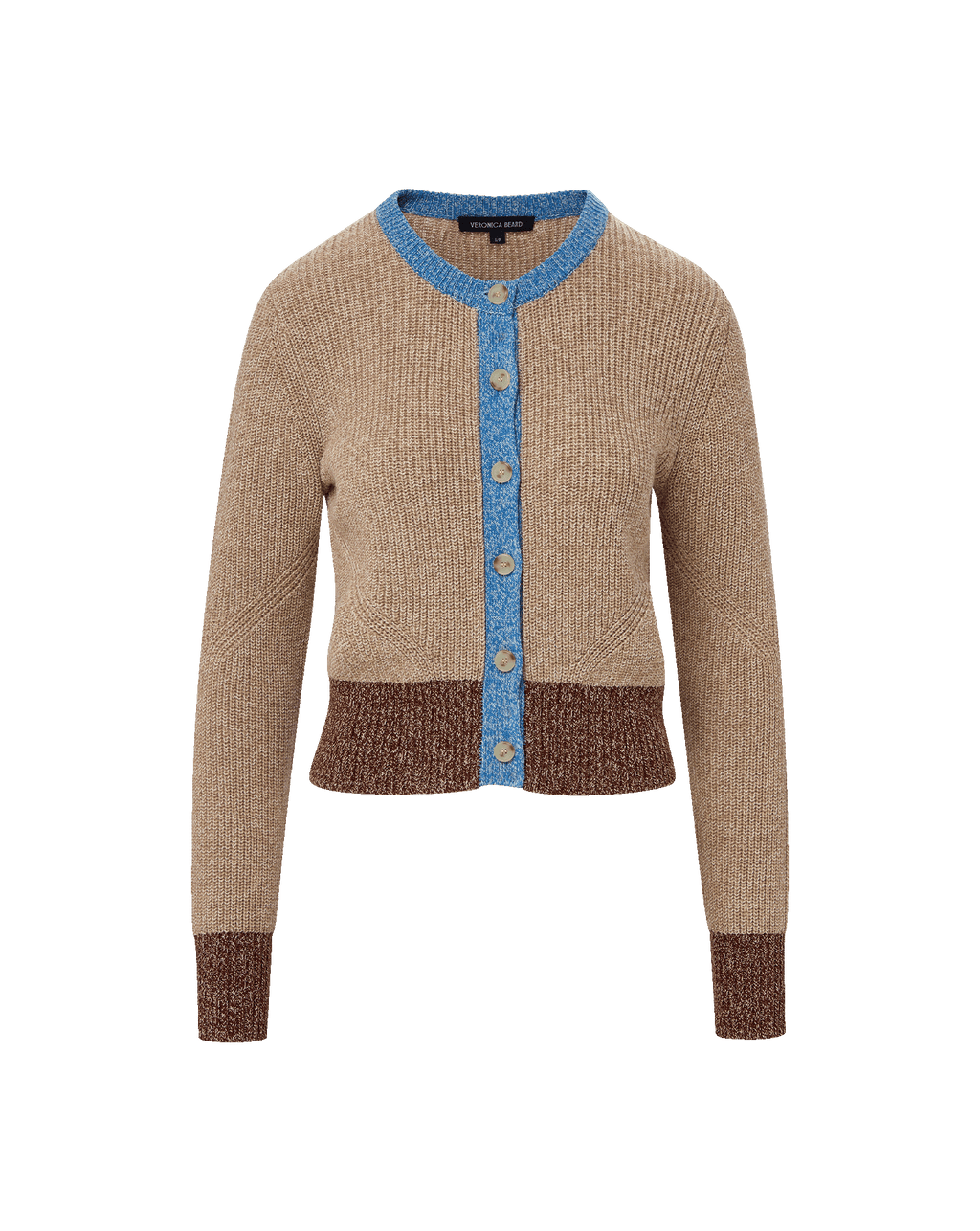 Veronica Beard Ibra Merino Wool-Blend Cardigan Oatmeal Multi