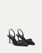 Veronica Beard Loralyn Slingback Buckle Heel - Navy