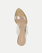 Veronica Beard Asha Mid-Heel Sandal - Clear/Pale Gold