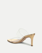 Veronica Beard Asha Mid-Heel Sandal - Clear/Pale Gold