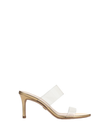Veronica Beard Asha Mid-Heel Sandal - Clear/Pale Gold