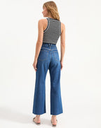 Veronica Beard Taylor Cropped Wide-Leg Jean - Bright Blue