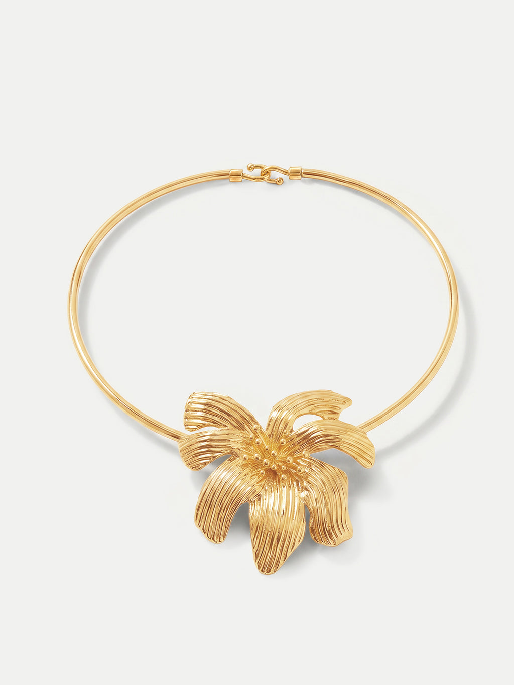 Veronica Beard Gold-tone metal choker with a large textured flower