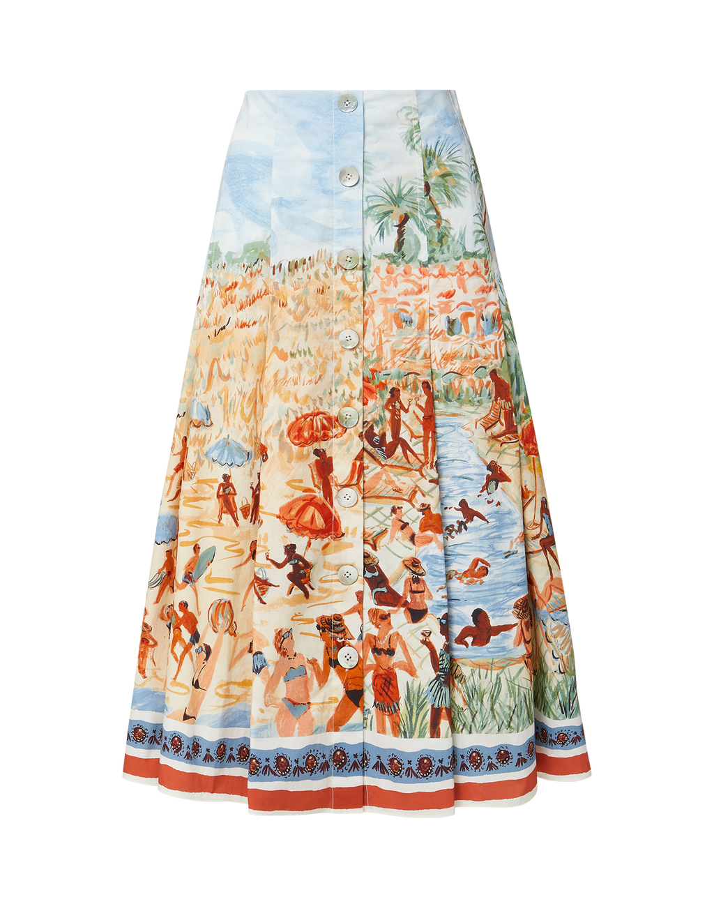 Veronica Beard White tank top and a colorful printed midi