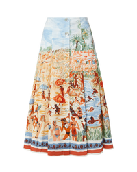 Veronica Beard White tank top and a colorful printed midi