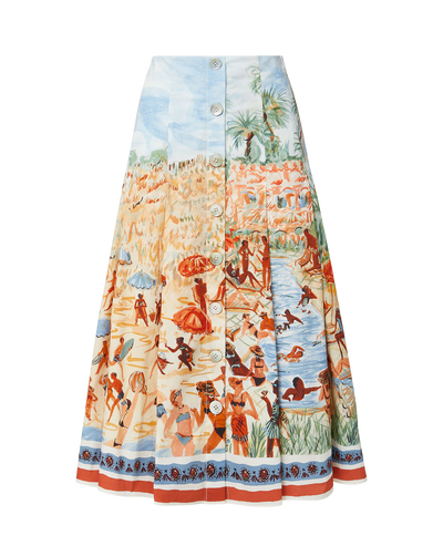 Veronica Beard White tank top and a colorful printed midi
