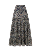 Veronica Beard Black paisley tiered maxi skirt