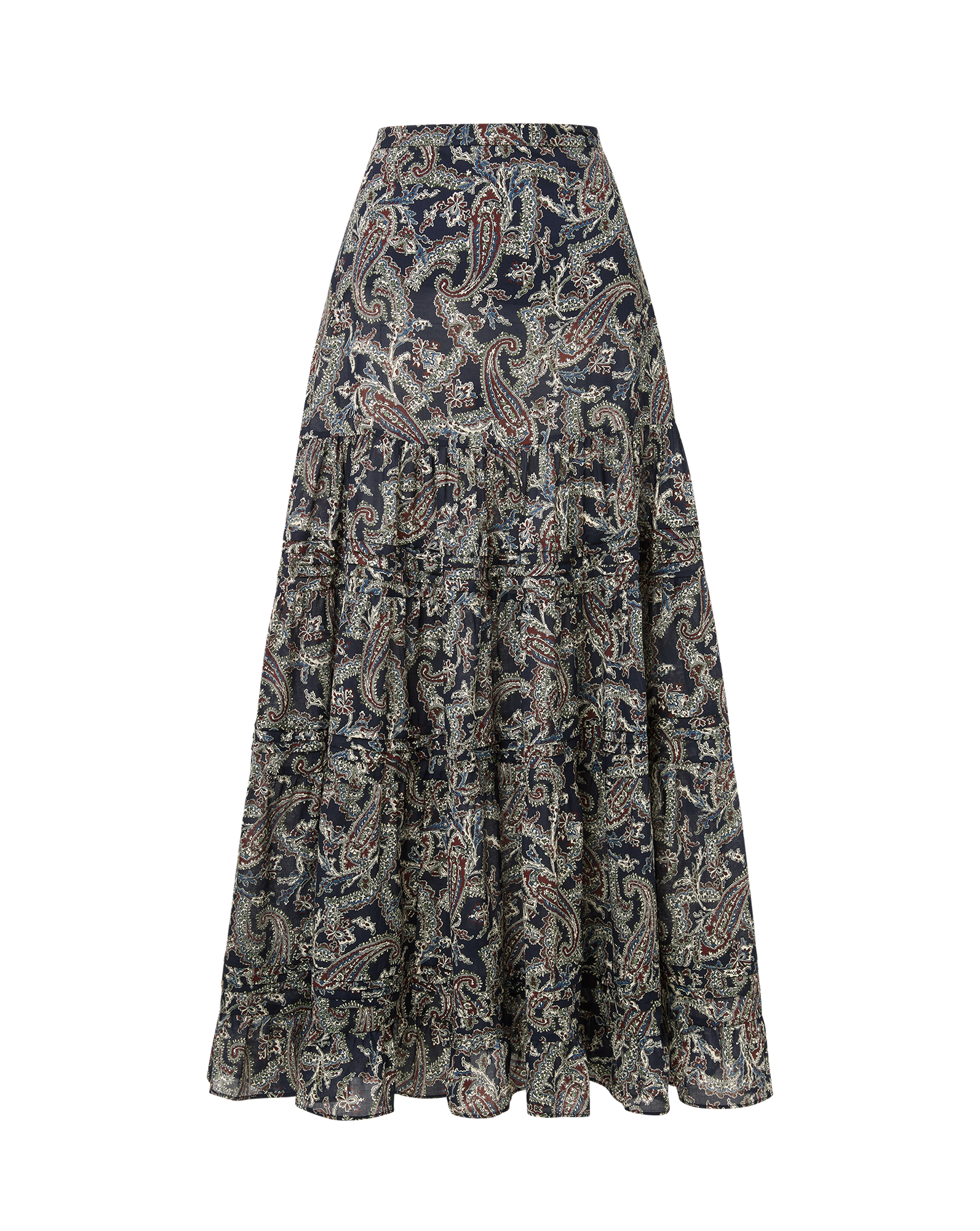 Veronica Beard Black paisley tiered maxi skirt