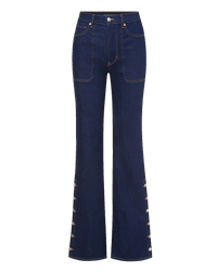 Veronica Beard Brown ribbed tank top, dark wash wide-leg jeans