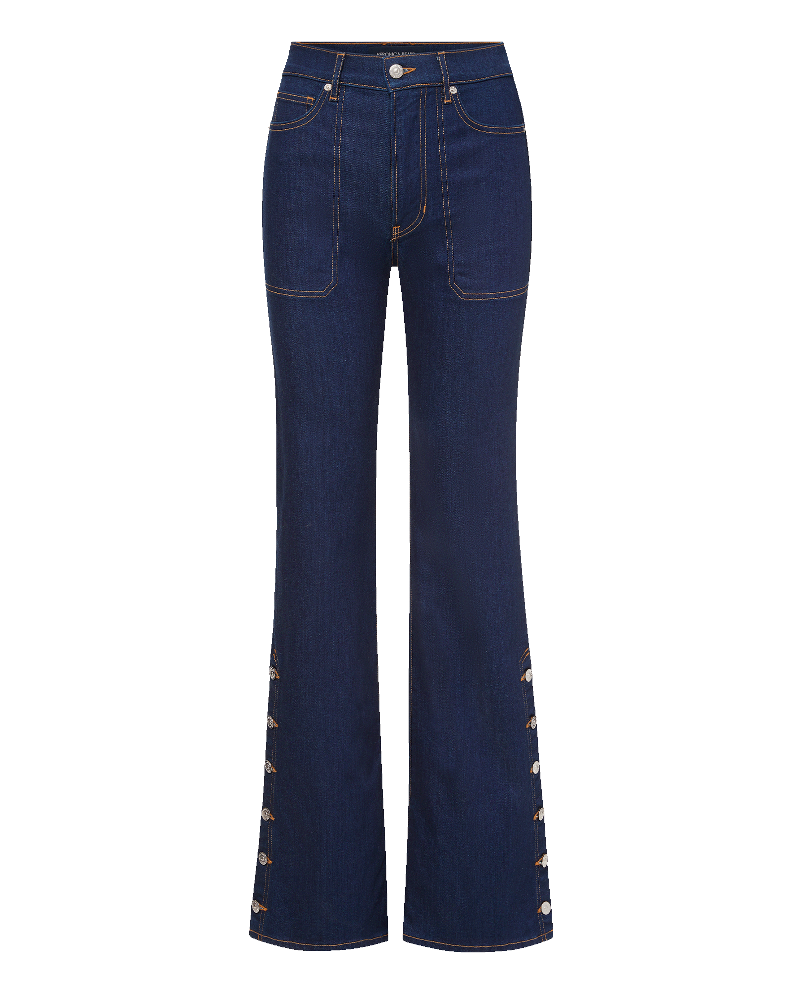Veronica Beard Brown ribbed tank top, dark wash wide-leg jeans