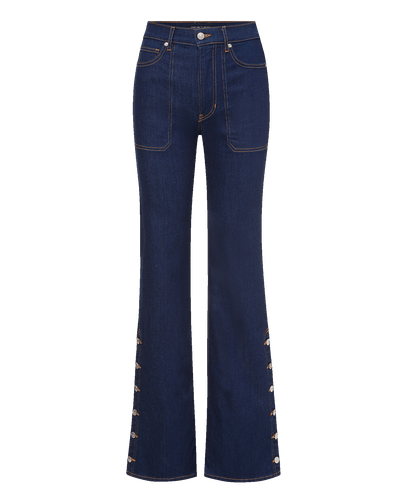 Veronica Beard Brown ribbed tank top, dark wash wide-leg jeans