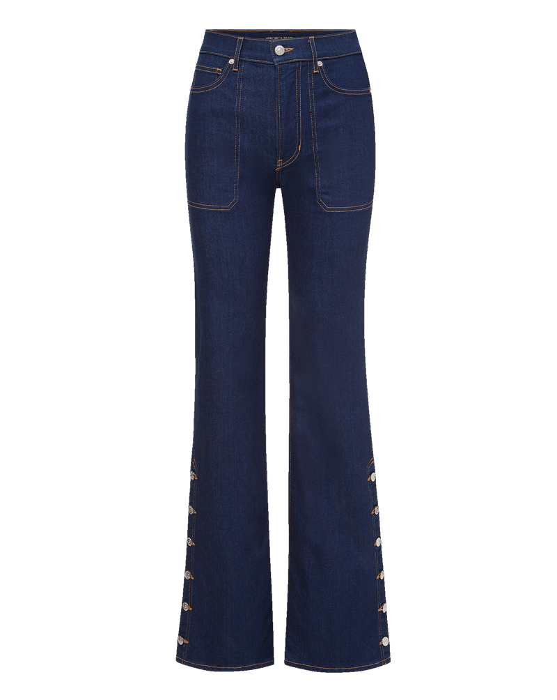 Veronica Beard Brown ribbed tank top, dark wash wide-leg jeans