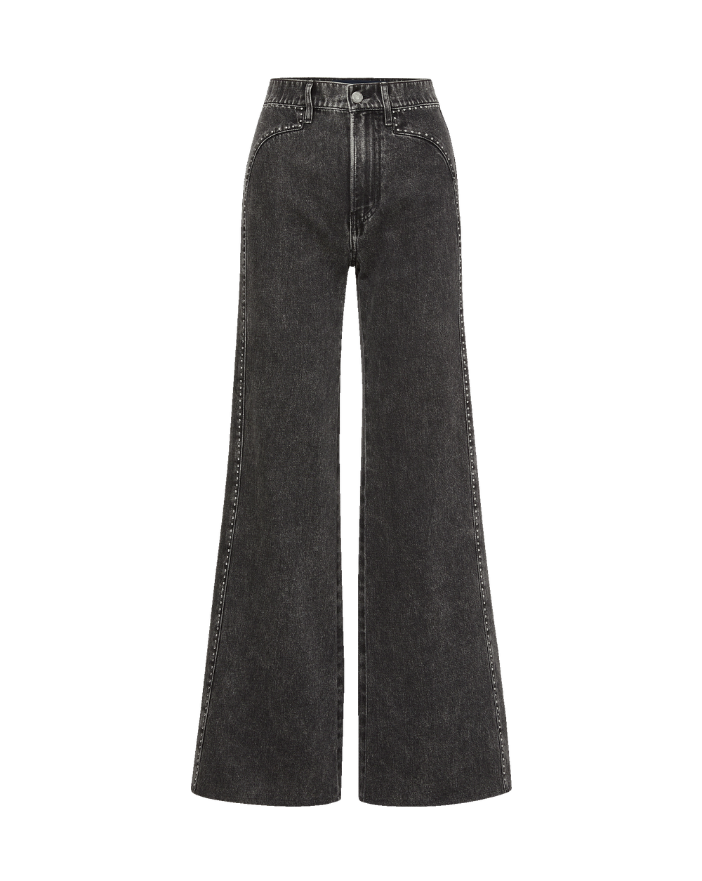 Veronica Beard Black acid wash jeans with silver studding.