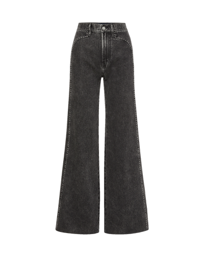 Veronica Beard Black acid wash jeans with silver studding.