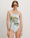 Veronica Beard White palm tree print one-piece swimsuit with side