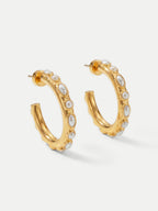 Veronica Beard Gold hoop earrings with embedded pearls