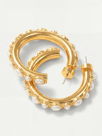 Veronica Beard Gold hoop earrings with pearl accents