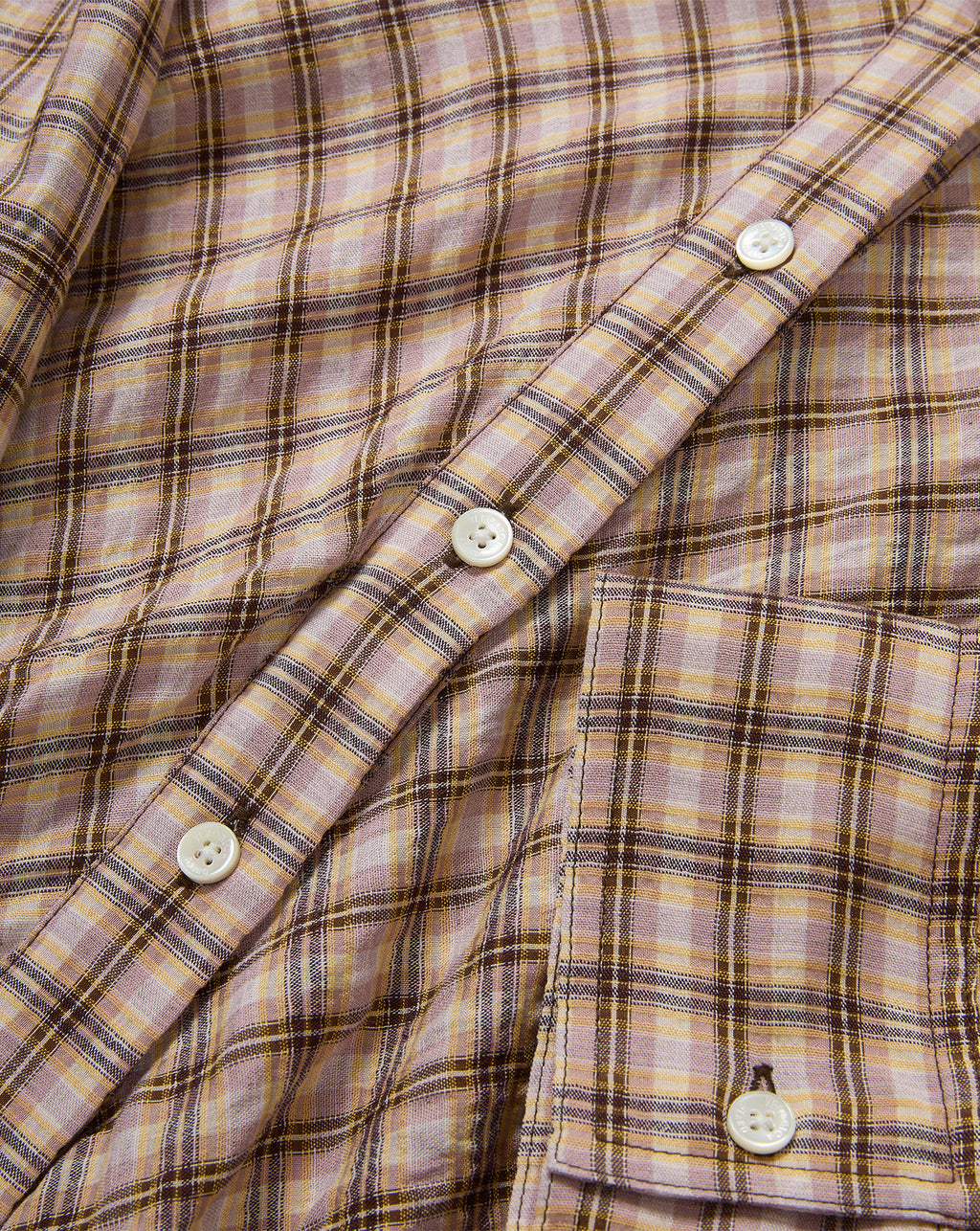 Veronica Beard Pink and brown plaid button-up shirt