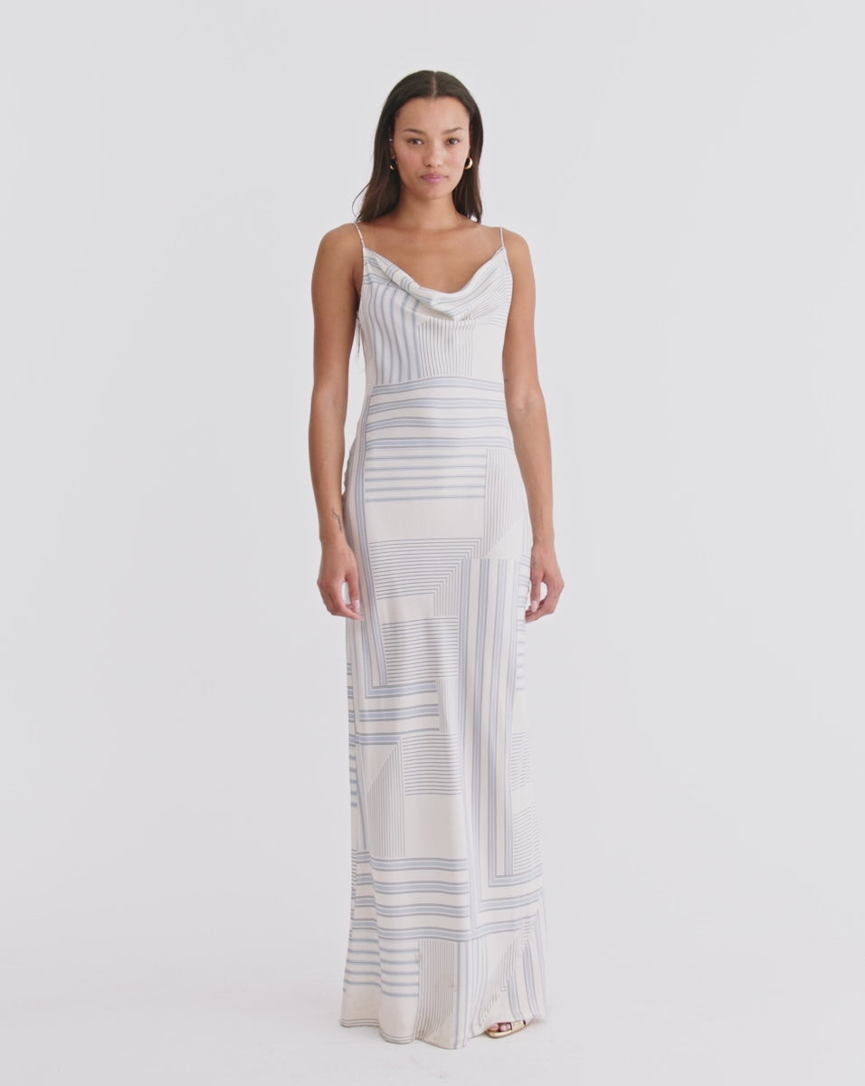 Veronica Beard Madison Slip Maxi Dress - Dove/Blue Lake Multi