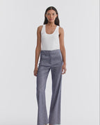 Veronica Beard Jude Linen Wide-Leg Pant - Blue Melange