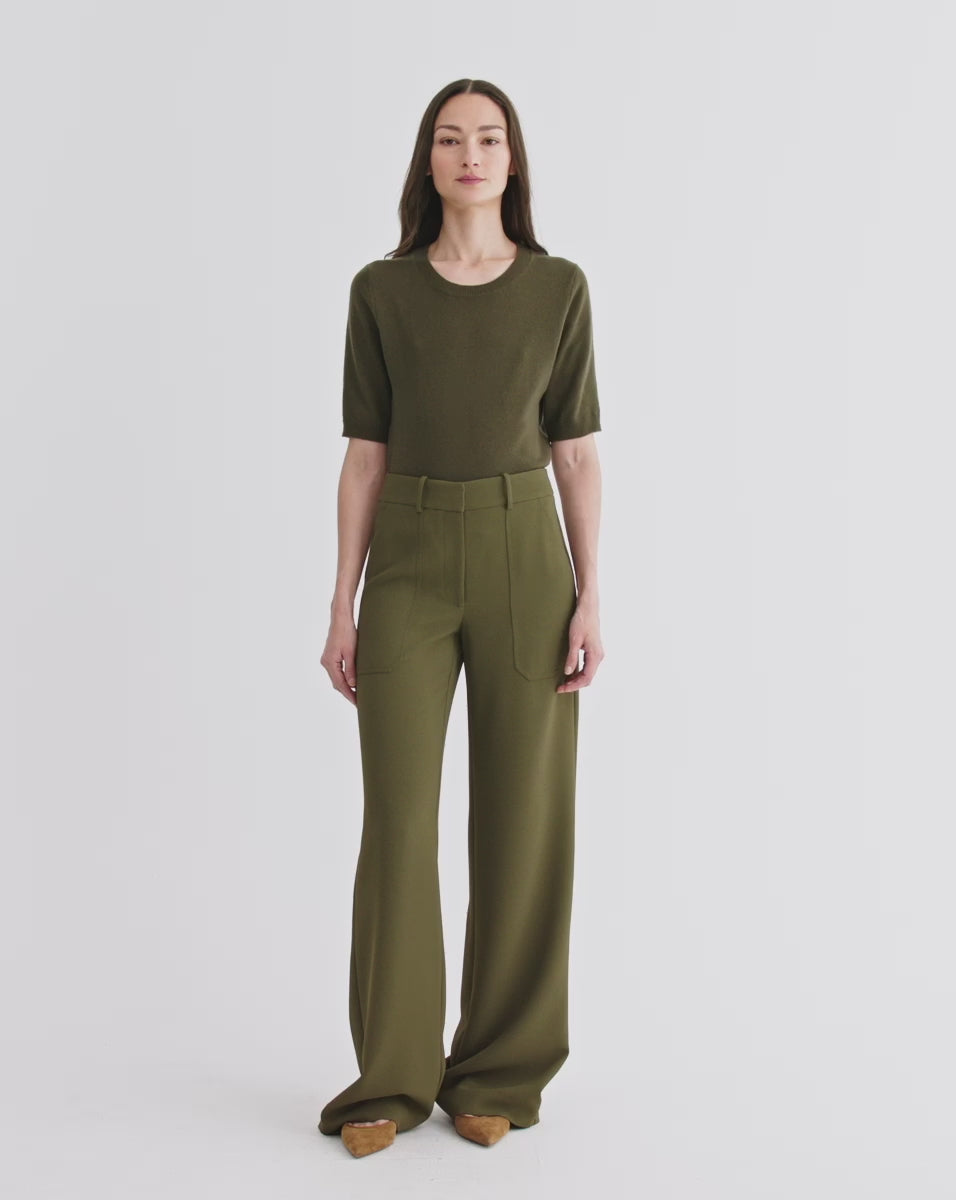 Veronica Beard Cole Wide-Leg Pant - Cypress