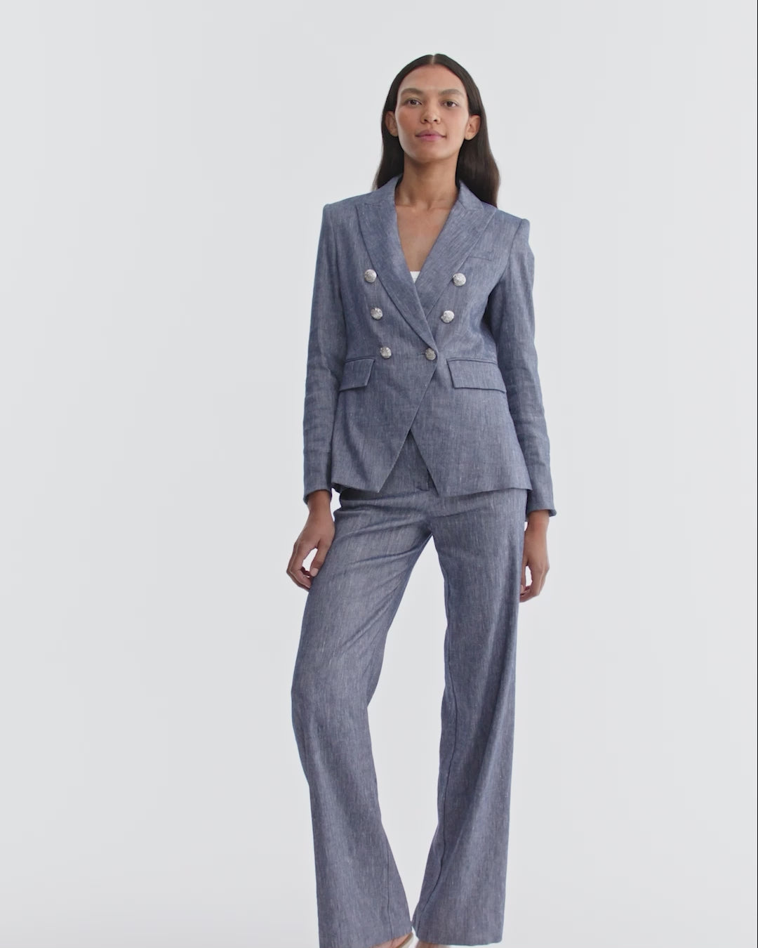 Veronica Beard Miller Linen Dickey Jacket - Blue Melange