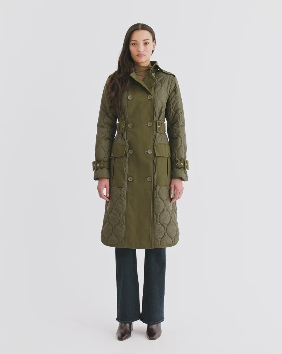 Veronica Beard Newberry Puffer Trench Coat - Cypress