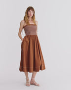 Veronica Beard Kaela Smocked Midi Dress - Whisky
