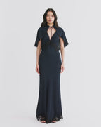 Veronica Beard Muriel Lace-Trim Maxi Dress - Navy