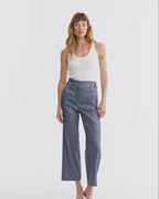 Veronica Beard Aubrie Cropped Wide-Leg Pant - Blue Melange