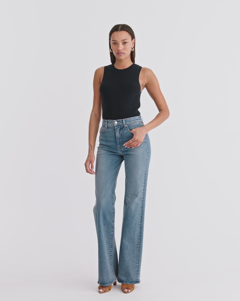 Veronica Beard Crosbie Slim Wide-Leg Jean - Ripple Haze