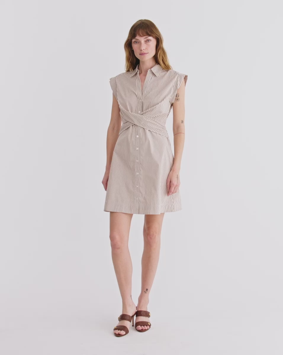 Veronica Beard Nagano Mini Shirtdress - Acorn/White