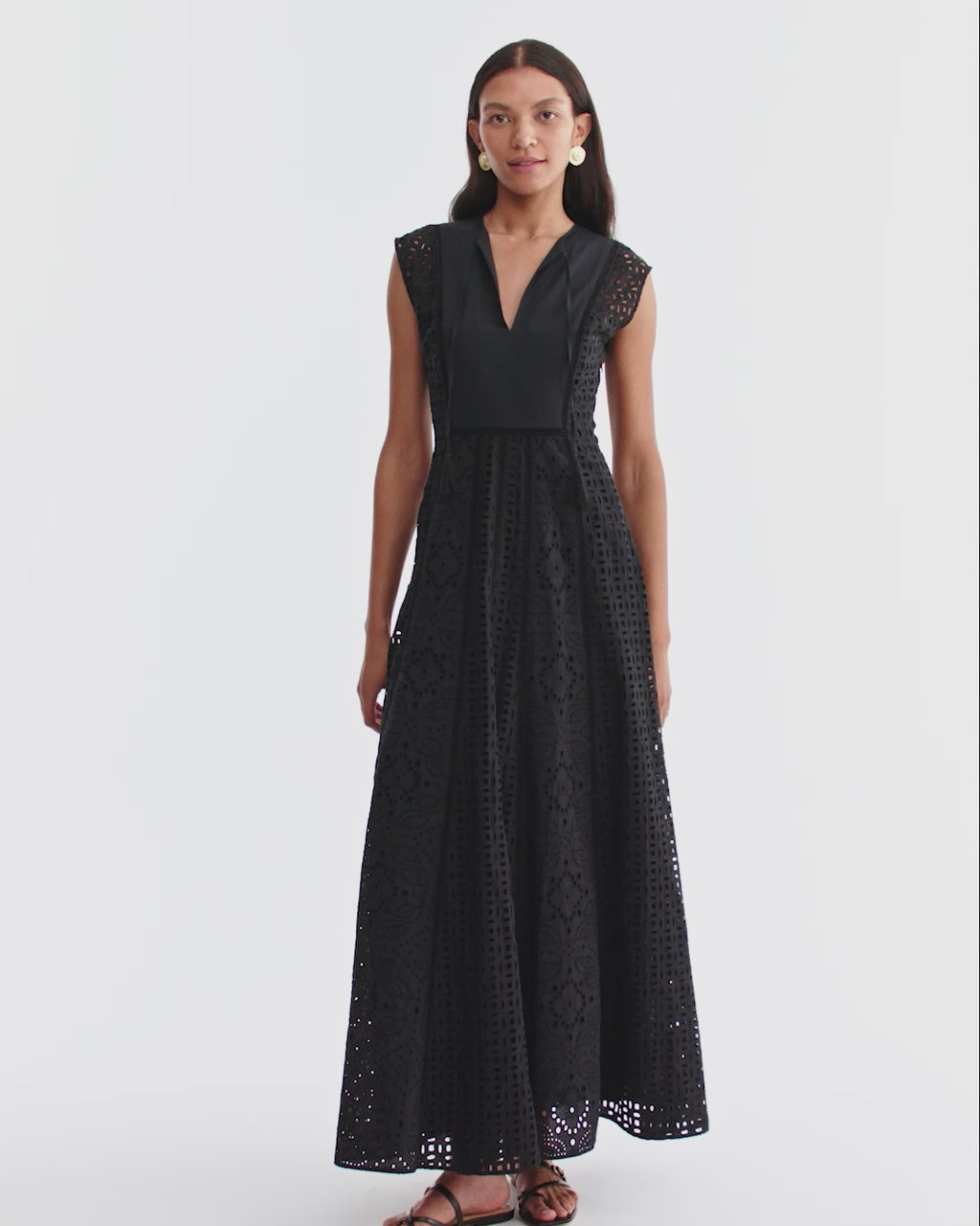 Veronica Beard Alina Eyelet Maxi Dress - Black