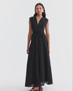 Veronica Beard Alina Eyelet Maxi Dress - Black