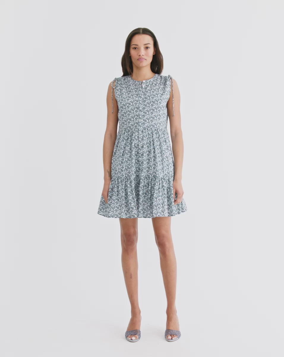 Veronica Beard Yulianna Floral Mini Dress - Lake Mist Multi