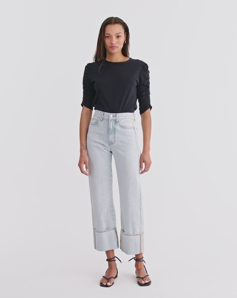 Veronica Beard Dylan Straight-Leg Jean - Pale Stone