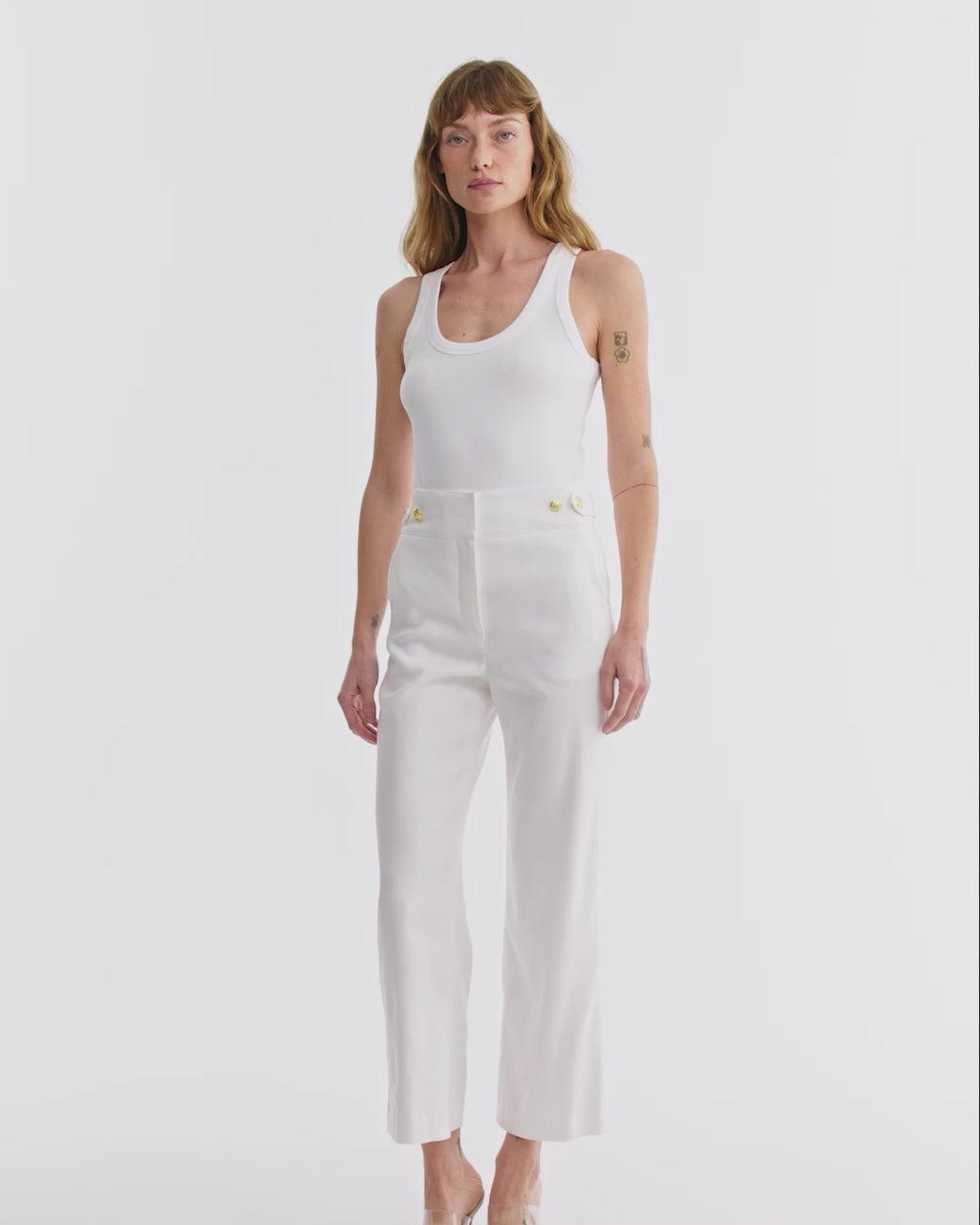 Veronica Beard Aubrie Cropped Wide-Leg Pant - Off-White