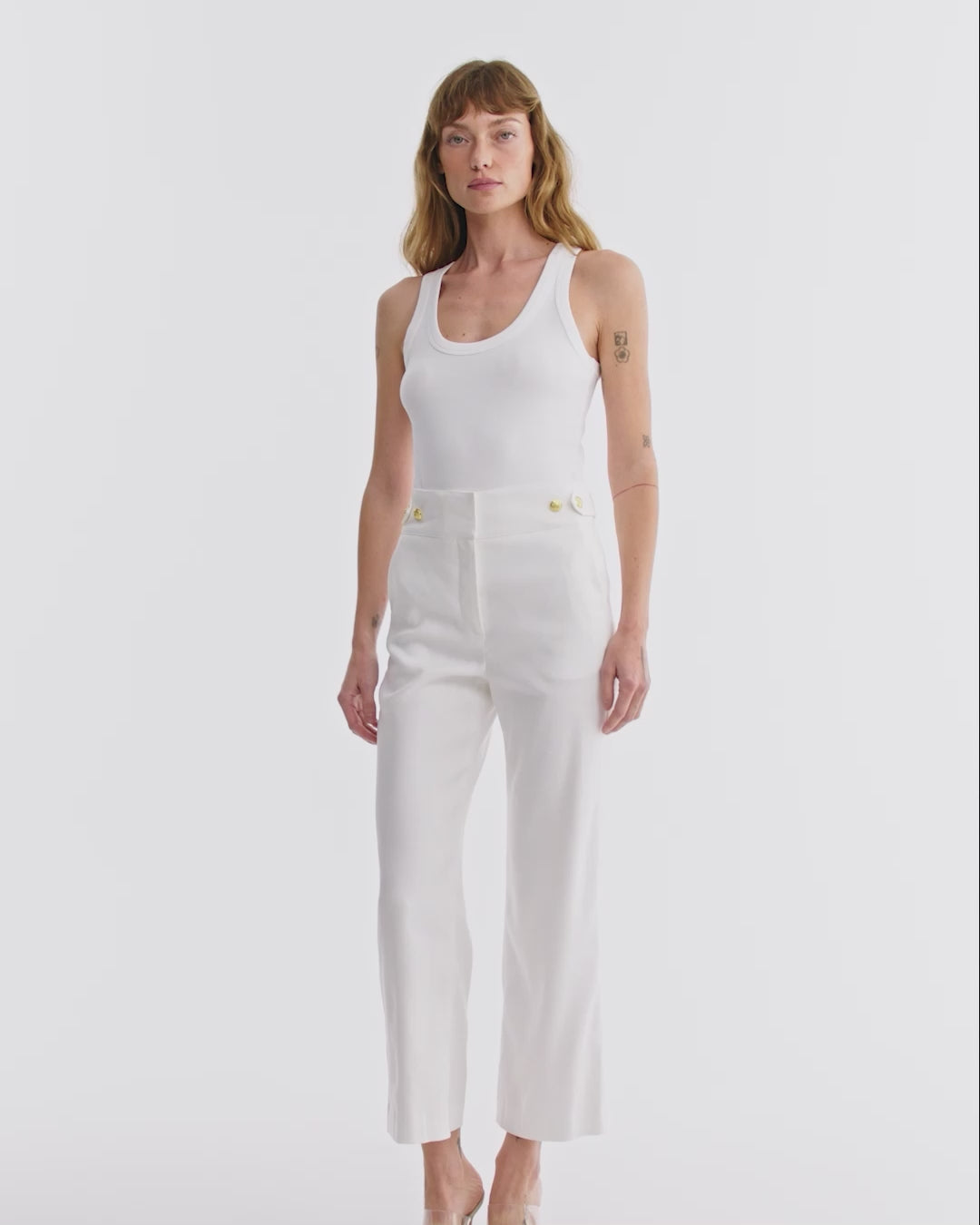 Veronica Beard Aubrie Cropped Wide-Leg Pant - Off-White