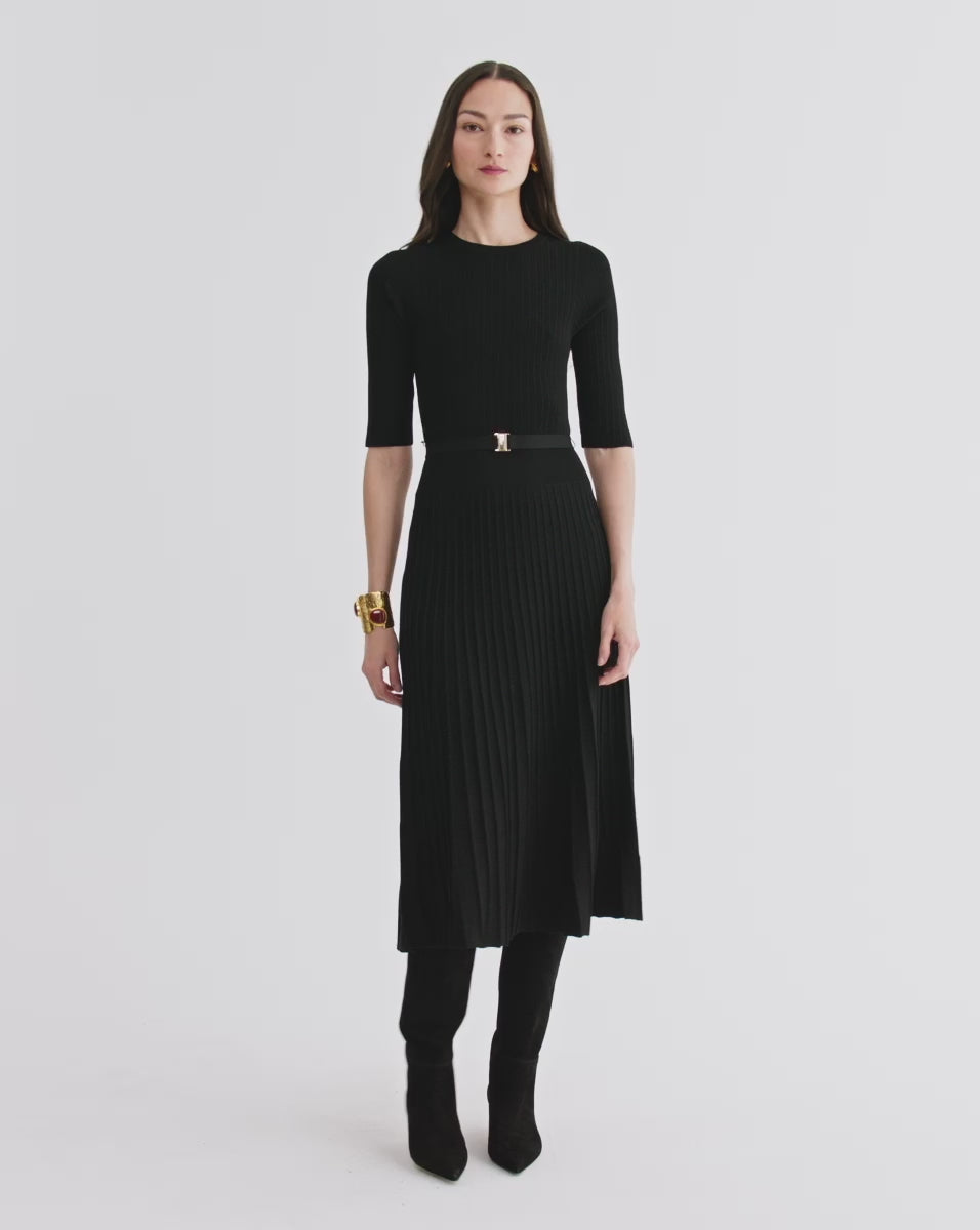 Veronica Beard Elthea Belted Midi Dress - Black